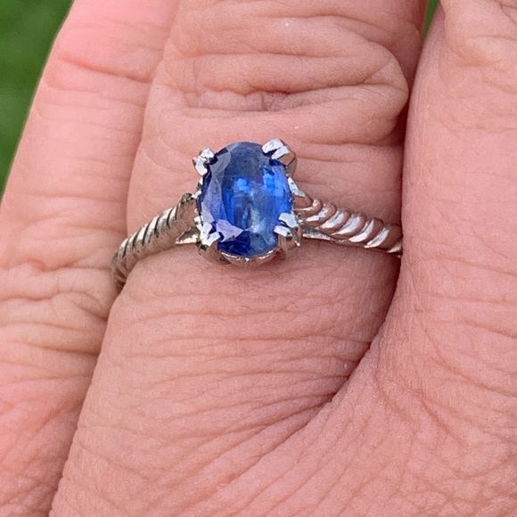 Oval Natural Iolite Oval Solitaire Ring Sterling silver 925 Sz 9 and Sz 11 - Picture 9 of 9